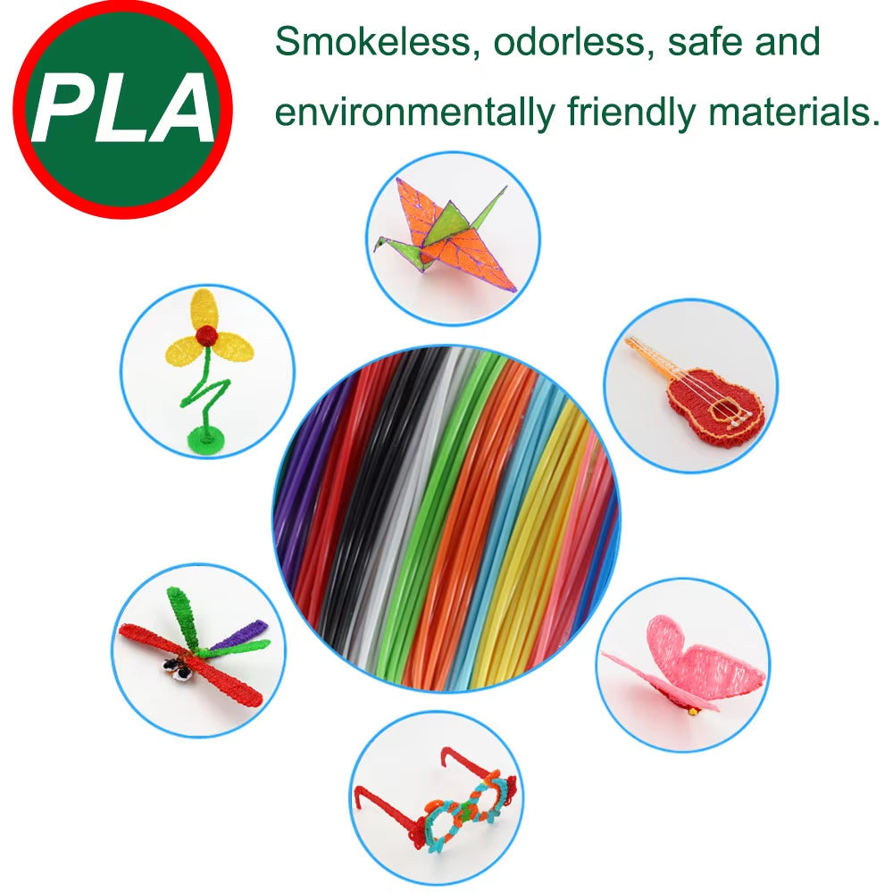 2025 New 3D Printing Pen DIY Three-Dimensional Painting Children Toys with LCD Screen Power Adapter 200M PLA Filament Toys Gift